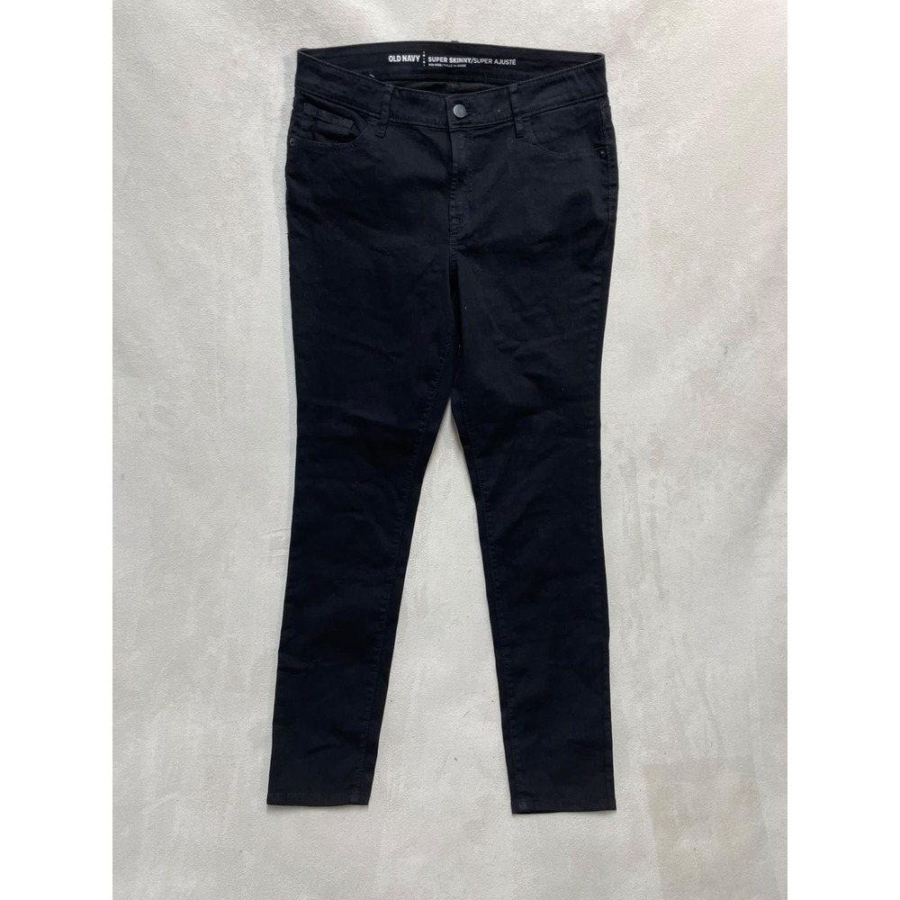 Old Navy Super Skinny Mid Rise Black Jeans Women Size 10 Regular Stretch Denim